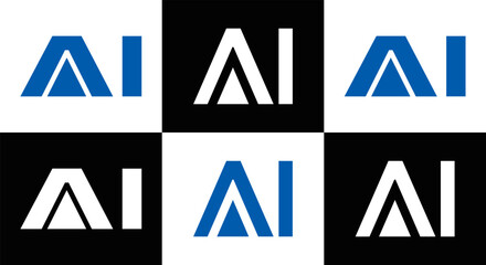 AI logo. AI set , A I design. White AI letter. AI, A I letter logo design. Initial letter AI letter logo set, linked circle uppercase monogram logo. A I letter logo vector design.	
