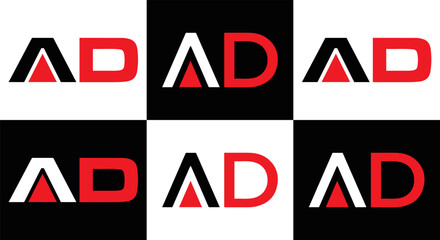 AD logo. AD set , A D design. White AD letter. AD, A D letter logo design. Initial letter AD letter logo set, linked circle uppercase monogram logo. A D letter logo vector design.	
