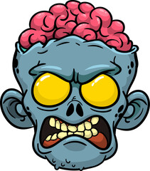 Fototapeta premium Cartoon funny green zombie character design with scary face expression. Halloween vector. Great for package design or party decoration