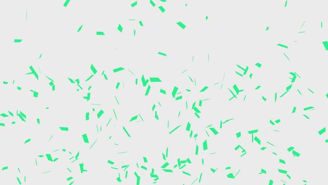 Turquoise confetti falling on white background. party, festivity and celebration concept video