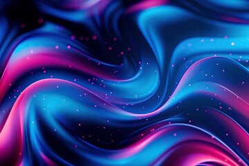 Captivating energy: Vibrant abstract waves in blue and pink seamlessly flow with blue and purple tones, set against dark azure and red. The composition evokes rounded shapes and luminous spheres