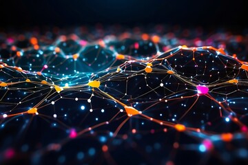 Digital Web. Abstract Digital Technology Background with Connecting Dots and Lines. Network Tunnel Concept. 