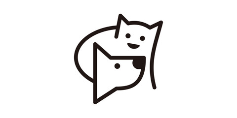 pet shop vector logo design, minimalist line, icon, symbol.