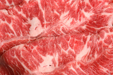 Close-up beef raw red steak on wooden board background.Meat texture.