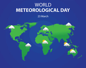 illustration vector graphic of The world map is covered in various weather seasons, perfect for international day, world meteorological day, celebrate, greeting card, etc.
