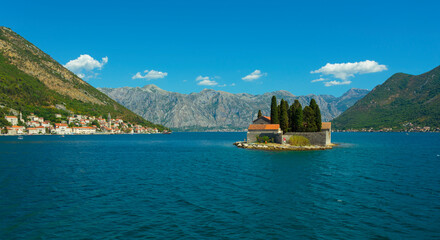 Island of Saint George off the coast of Perast town in Bay of Kotor