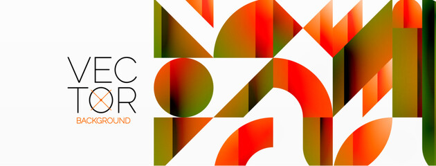 Dynamic abstract vector background. Harmonious fusion of circles, squares, and triangles. Geometric elements intertwine to create mesmerizing backdrop. Each shape contributes to kaleidoscope of forms