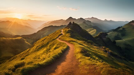 A Scenic Dirt Road Leading Up a Grassy Hill