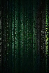 Digital Matrix Binary Code and Symbols Streaming Down Background. Digital Cyber Code Abstract Background. Digital Woman AI.