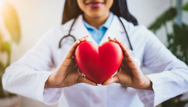 Doctor Holding a Big Red Heart in Her Hands