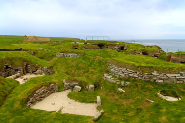 Fototapeta na wymiar Skara Brae is a Neolithic settlement on Orkney, Scotland