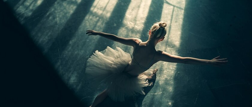Drone Shot Cinematic Photo Female blonde ballet