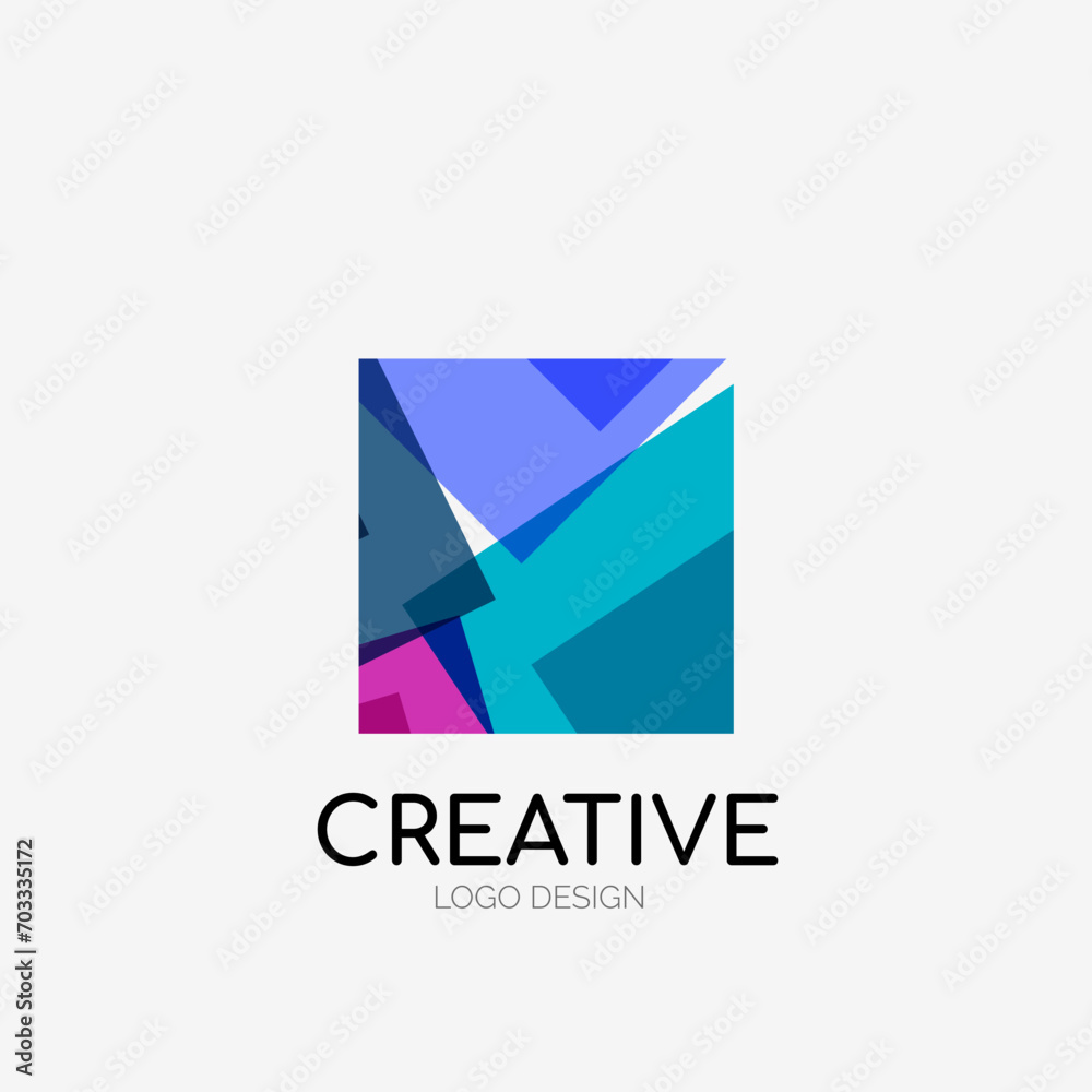 Poster Modern abstract logo design. Geometric vector art. Clean overlapping lines and abstract shapes. Perfect for modern brand