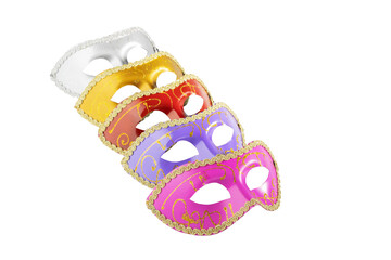 Set of Carnival masks, vintage masquerade accessories isolated