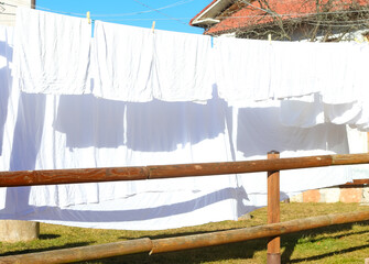 clothes hung out to dry only in white after careful washing and sterilization