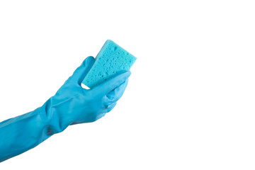 Cleaning service, sponge in hand, hygiene and cleanliness, professional tool,isolated