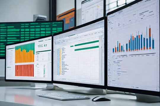 Spreadsheet Management. Stock Market Data on a Display.