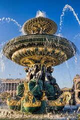 paris, frankreich - fontaine des mers an der place de la concorde - obrazy, fototapety, plakaty