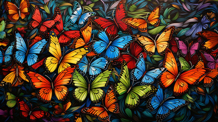 Fototapeta na wymiar Large colorful butterfly puzzle in the style