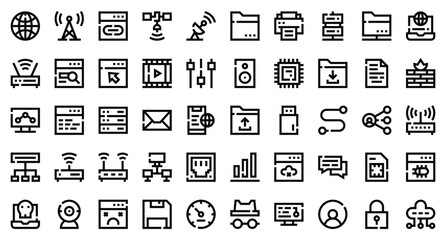 Internet Technology set. Set line outline icons. Internet Technology symbols. Vector illustration