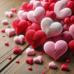 Valentine's day background with red hearts. 3d render illustration