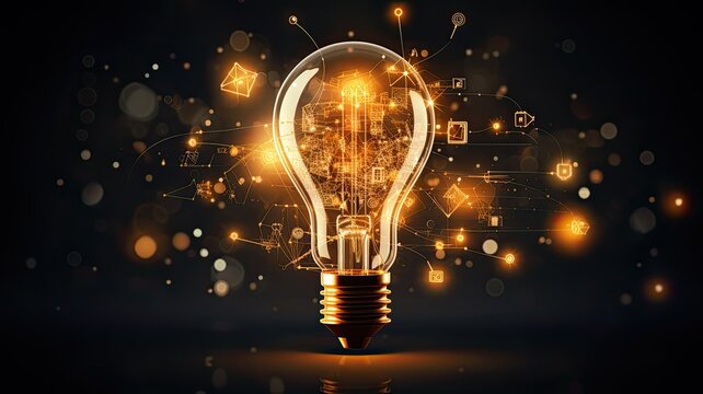 A light bulb surrounded by AI-related symbols, symbolizing the sparks of creativity and innovation in AI research