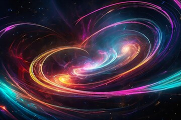 Fototapeta premium The Dynamic Dance of a Vibrant Digital Galaxy Spiral. Ethereal Radiance. Colorful Cyber Galaxy.