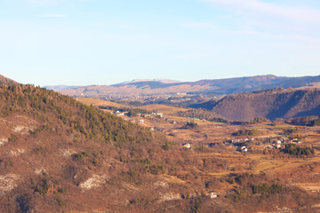 mountain panorama of the Asiago plateau in Northern Italy seen from the city of Tonezza del Cimone province of VICENZA