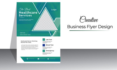 Template vector design for Brochure, Annual Report, Magazine, Poster, Madical Presentation, Portfolio, Flyer, infographic, layout modern with blue color size A4, Front and back, Easy to use and edit.