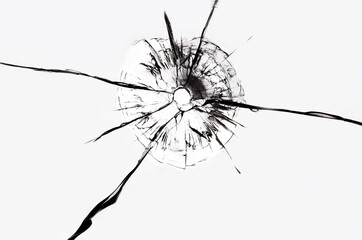 Shot hole, cracked window effect.