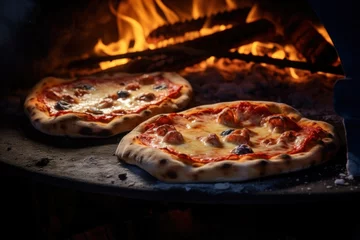 Foto op Plexiglas pizza in the oven © nataliya_ua