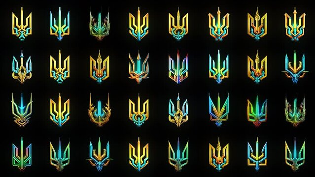  Trident Ukraine Sign techno random pattern UltraHD VJ video loop