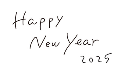 「Happy New Year」の手書き文字　年賀状文字素材