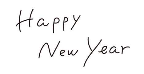 「Happy New Year」の手書き文字　年賀状文字素材