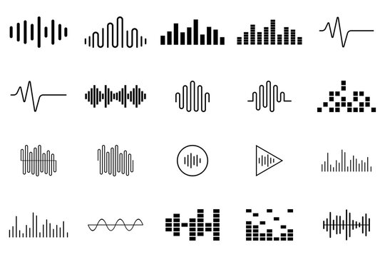 equalizer logo, sound wave music icon vector