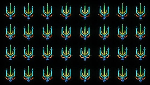 Cyberpunk Trident Ukraine Signs techno pattern UltraHD VJ loop
