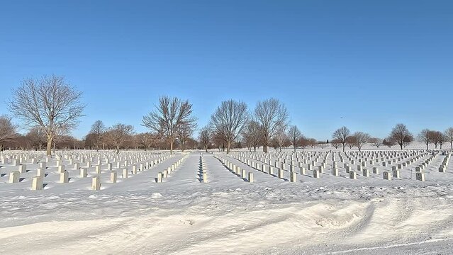 Minneapolis&ndash;Saint Paul. USA. Views of the Fort Snelling National Cemetery a United States National Cemetery. Winter time