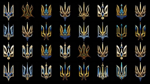 Trident Ukraine Signs Slavic symbols Random pattern UltraHD VJ video loop