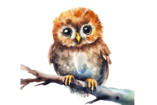 Owl's Watercolor Whimsy