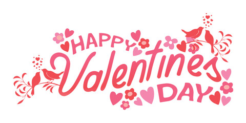 Happy Valentines Day background with flowers and heart love