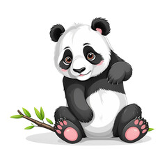 Adorable Cartoon Panda Vector Art on White Background On transparent background PNG file