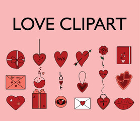 Love Clipart.Love elements.Valentine's Day.Love set.