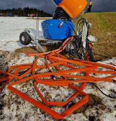 preparation of a snowmaking device on a wheeled chassis. snowmaker, snow maker, when there is a...