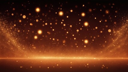 Fototapeta na wymiar Brown particles and light abstract background with shining dots stars