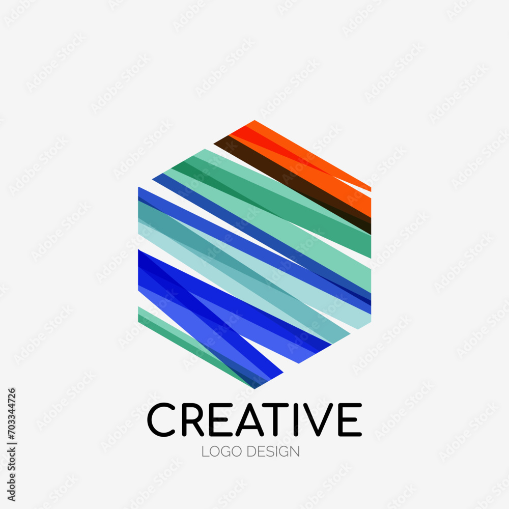 Poster Modern abstract logo design. Geometric vector art. Clean overlapping lines and abstract shapes. Perfect for modern brand