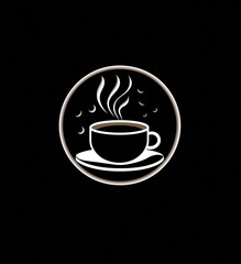 Obraz premium Coffee cup icon. black and white icon of coffee cup, Flat design. Generated AI.