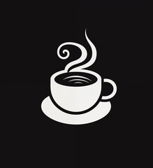 Obraz premium Coffee cup icon. black and white icon of coffee cup, Flat design.