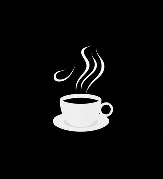 Coffee cup icon. black and white icon of coffee cup, Flat design.  Generated AI.