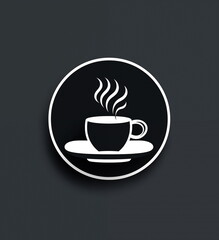 Obraz premium Coffee cup icon. black and white icon of coffee cup, Flat design.