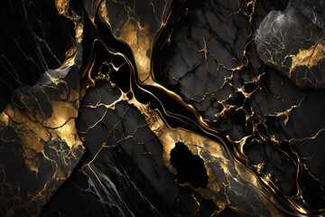 Golden black marble texture abstrack background